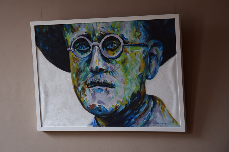 Joyce portrait in James Joyce Centre, Dublin, Ireland.