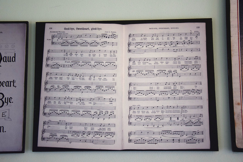Music score on display in James Joyce Centre in dublin, Ireland.